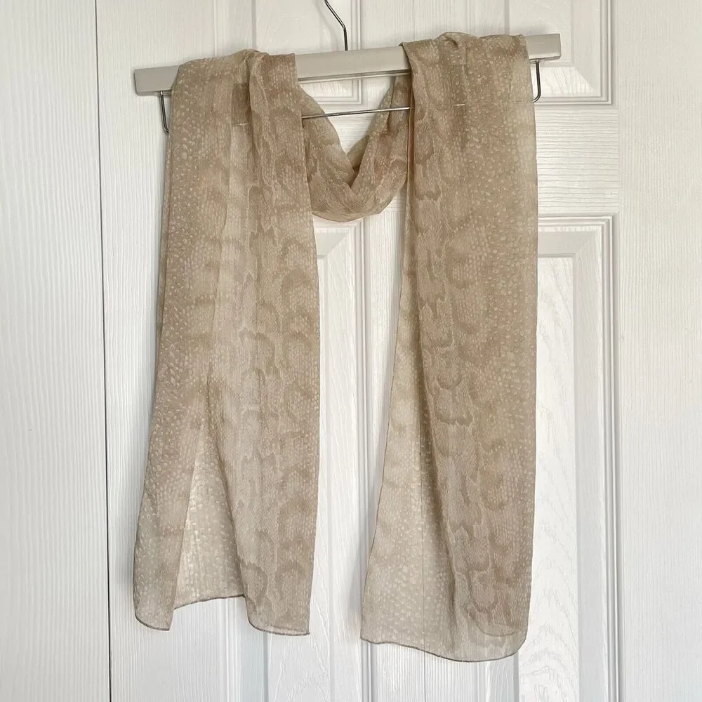 Womens Scarf Beige Animal Print Lace Lightweight
